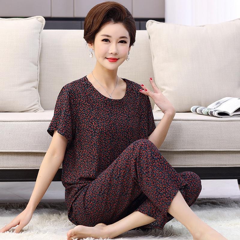 Đồ Bộ Trung Niên - Set Mặc Nhà Áo Ngắn Quần Dài Nhiều Màu Hoạ Tiết Vải Lanh Sợi Tự Nhiên CDDT01