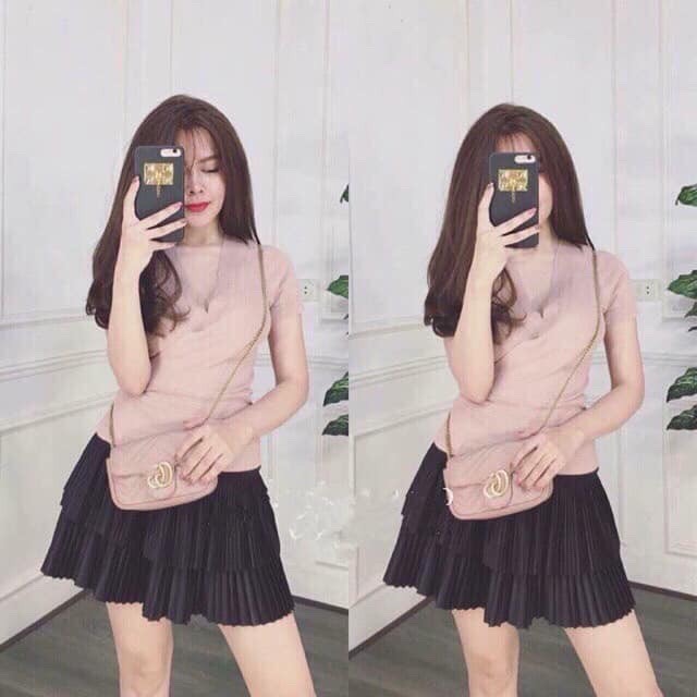 Chân váy nữ xếp ly 2 tầng,  thiêt kế đẹp sang trọng, kiểu váy ngắn quyến rũ