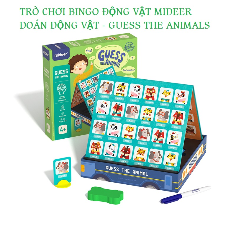 Trò chơi Mideer Guess The Animals - Đoán Động Vật BINGO cho bé từ 3 tuổi  - My Mickey Shop MD2086