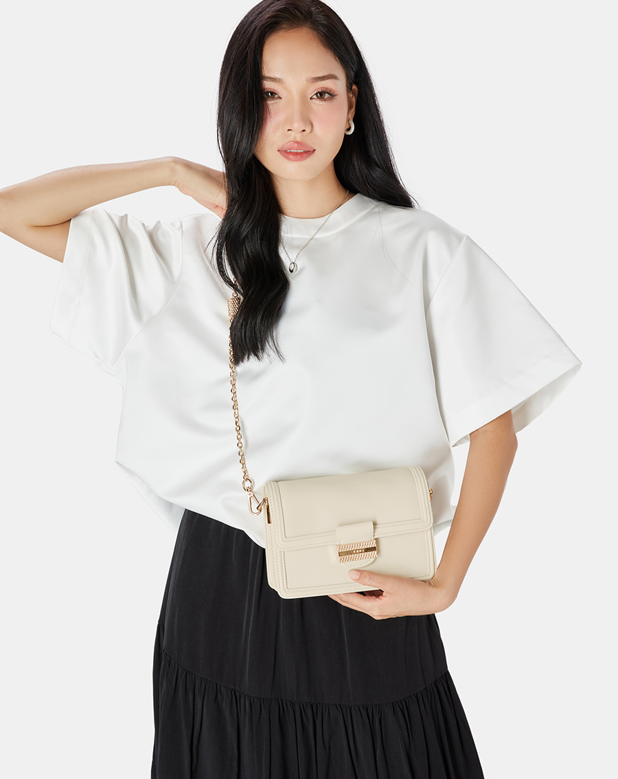 Túi Xách Nữ Thời Trang JUNO Cỡ Nhỏ Trang Trí Khóa Kim Loại TXN800