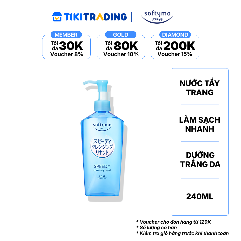 Nước tẩy trang làm sạch nhanh SOFTYMO (240 ml/chai)