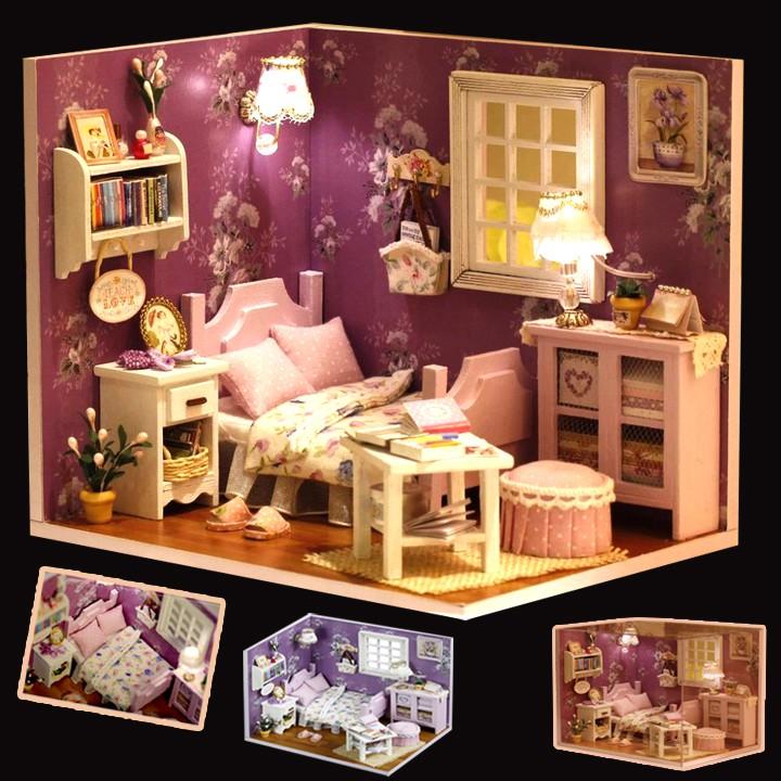 Đồ Chơi Mô Hình Nhà Gỗ Cute Room No H001 ( Tặng Kèm Mica + Keo)