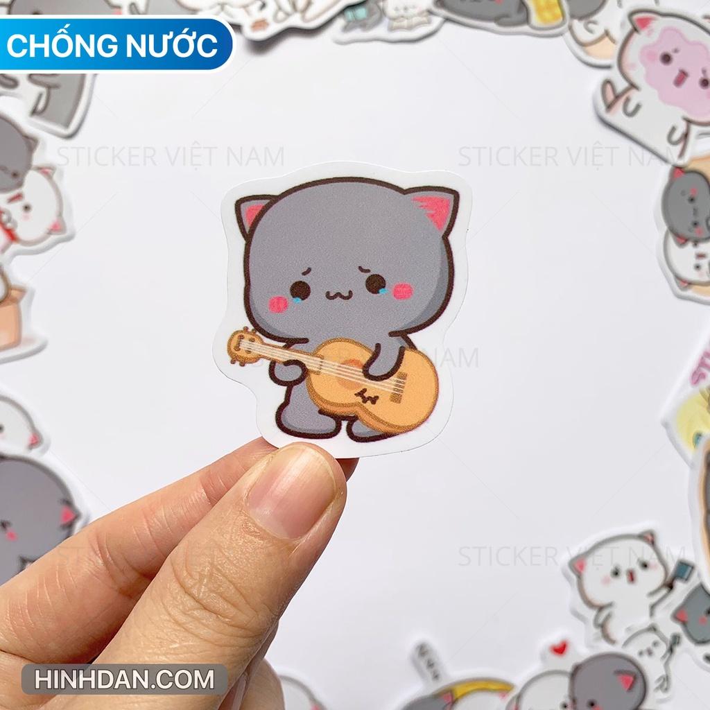 Sticker in hình Mochi - Peach Cat - Dán Trang Trí - Chất Liệu PVC Cán Màng Chất Lượng Cao Chống Nước, Chống Nắng, Không Bong Tróc Phai Màu