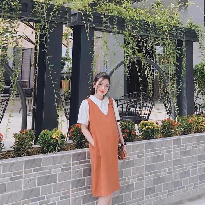 Đầm Bầu Váy Bầu cao cấp dáng Xuông Chất Lụa Hàn Mềm, siêu mát Thấm Mồ Hôi Tốt, 3 size từ 40 đến 70Kg