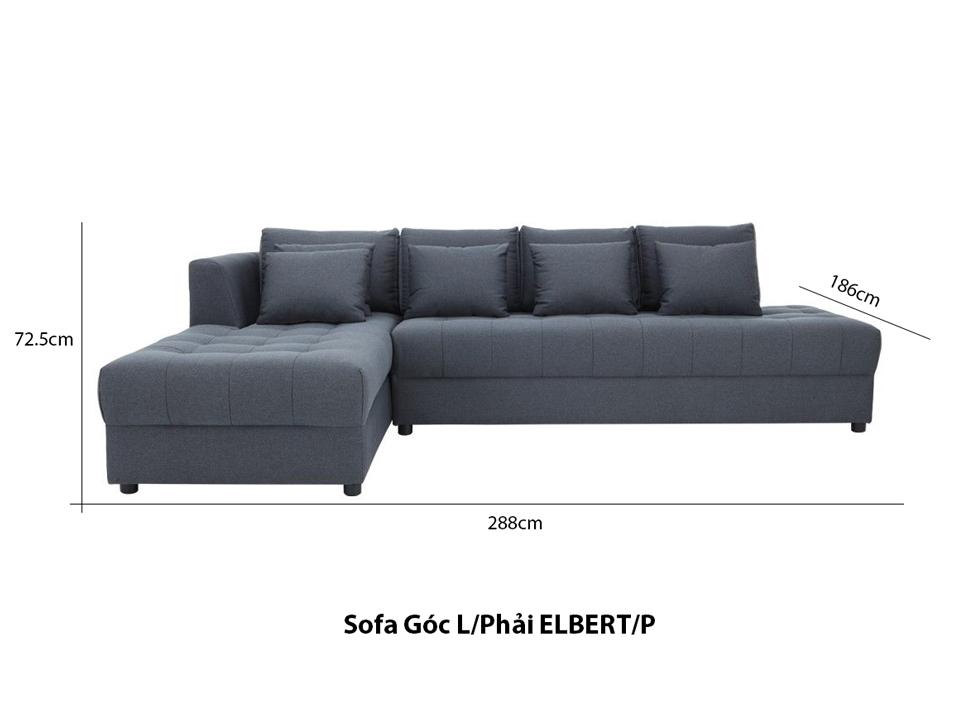 Ghế sofa giường góc chữ L phải ELBERT/P khung gỗ bền chắc, đệm bọc vải tổng hợp cao cấp xám đậm | Index Living Mall - Phân phối độc quyền tại Việt Nam
