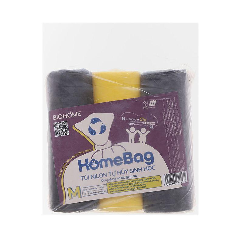 Lốc 3 Cuộn Túi Rác Tự Hủy Home Bag Biohome Size 55x65cm 1kg Nhiều màu