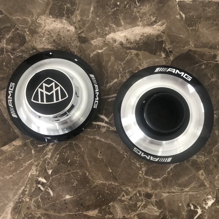 Logo chụp mâm, ốp lazang dùng cho bánh xe ô tô Maybach BC-1030M chất liệu hợp kim nhôm và nhựa ABS
