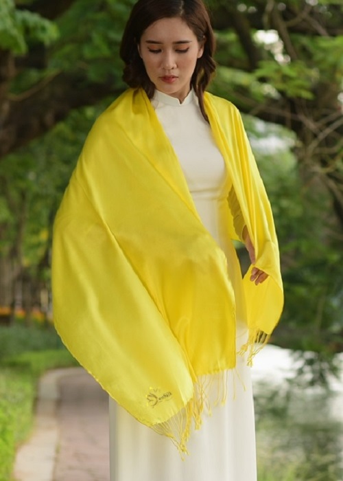 Khăn Choàng SenSilk Luxury 100% Lụa Bảo Lộc Border Lace Silk Scarf