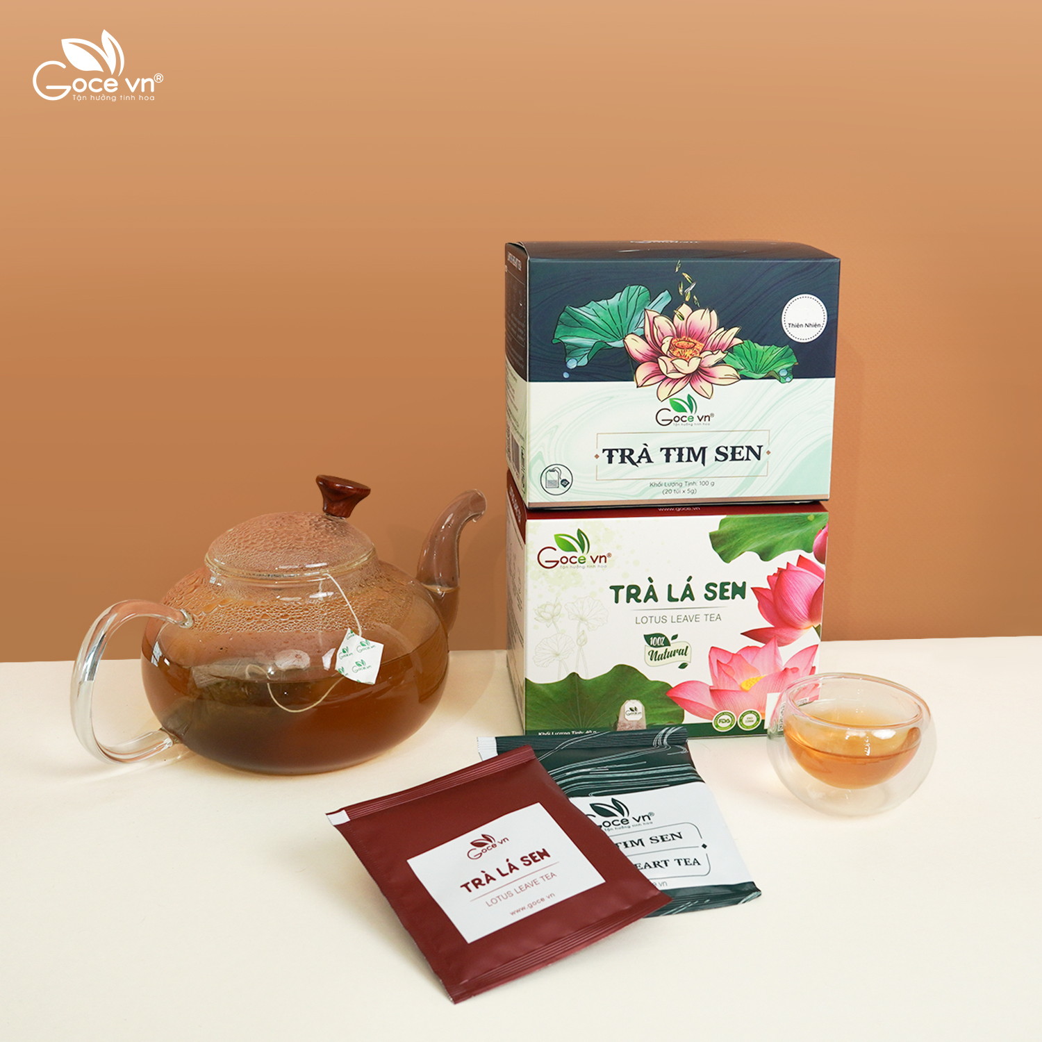 Combo An thần, Ngủ ngon (1 hộp Trà lá sen túi lọc 40g, 1 hộp Trà tim sen túi lọc 100g, 1 hộp Trà gạo lứt đậu đen túi lọc 140g)