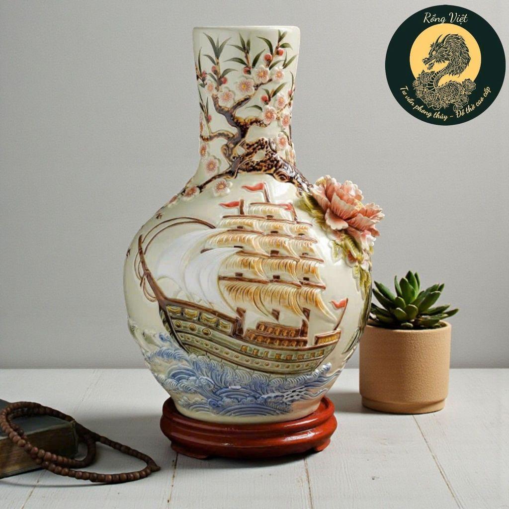 Bình củ tỏi RỒNG VIỆT - hút lộc thuận buồm xuôi gió, Đẳng cấp hút lộc Bát Tràng, thiết kế tinh xảo