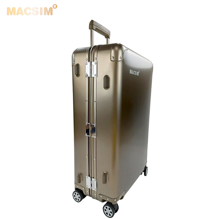 Vali tay kéo cao cấp chất liệu hợp kim nhôm nguyên khối MS1318 Macsim màu ti-gold cỡ 20inches