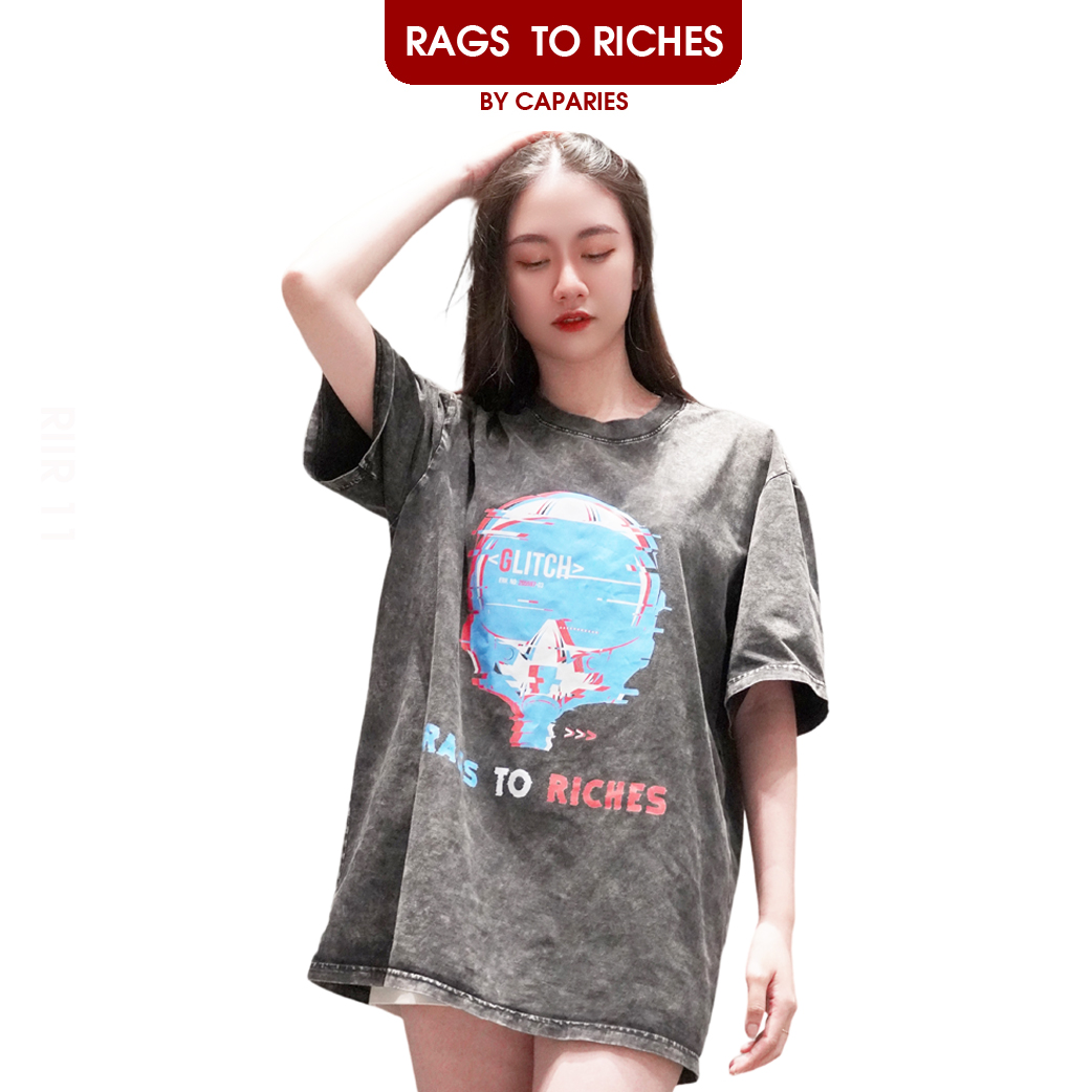 Áo Thun Nữ Cao Cấp Wash04 RAGS TO RICHES CAPARIES - Form rộng Unisex Cotton 4 chiều Chống Nhăn Cổ tròn Cao Cấp - Hàng Chính Hãng