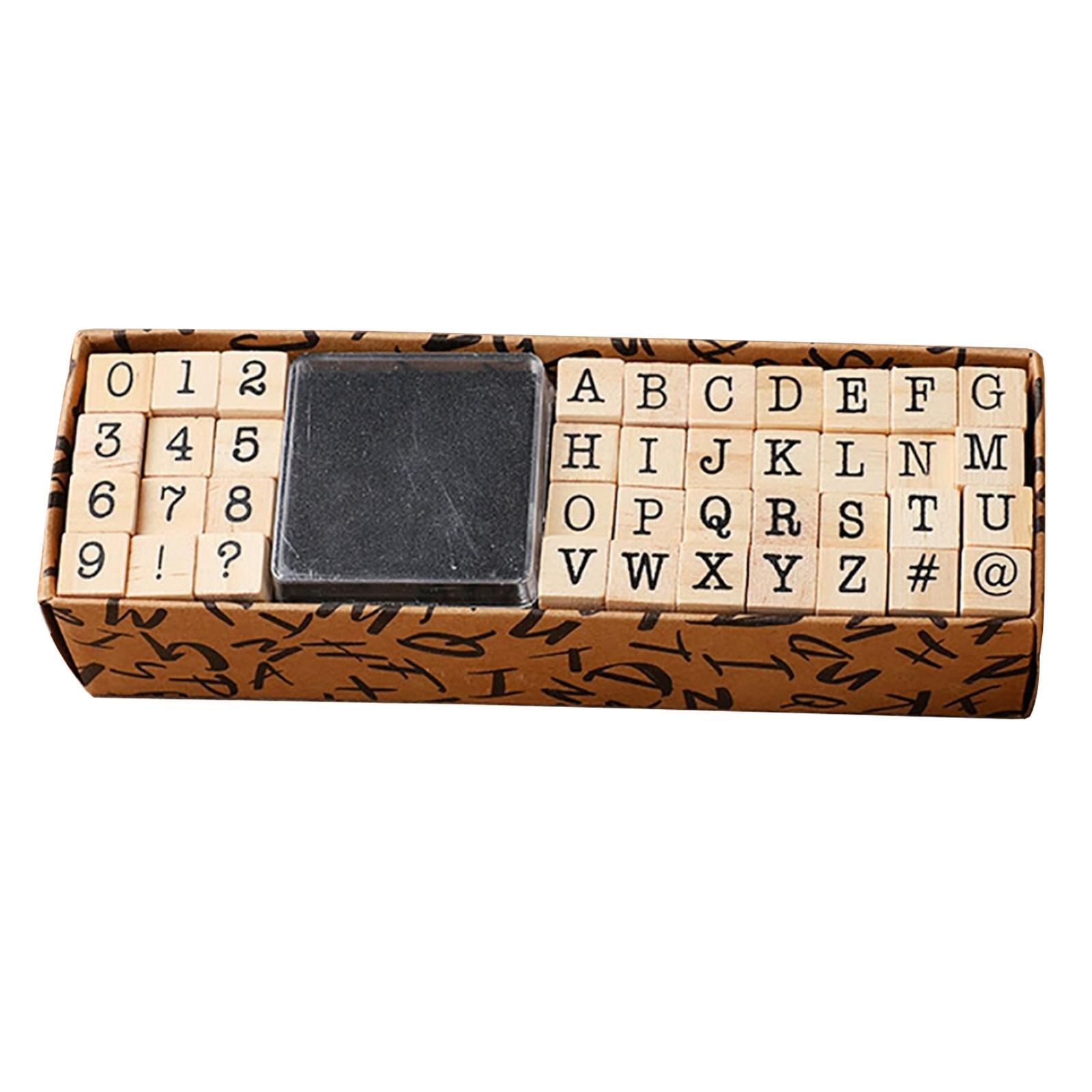 40 Pcs Wooden Rubber Stamp Letters Alphabets, Number and Letter Symbol Alphabet Mini Stamps for Clay Crafts, Card Making, Kids Painting