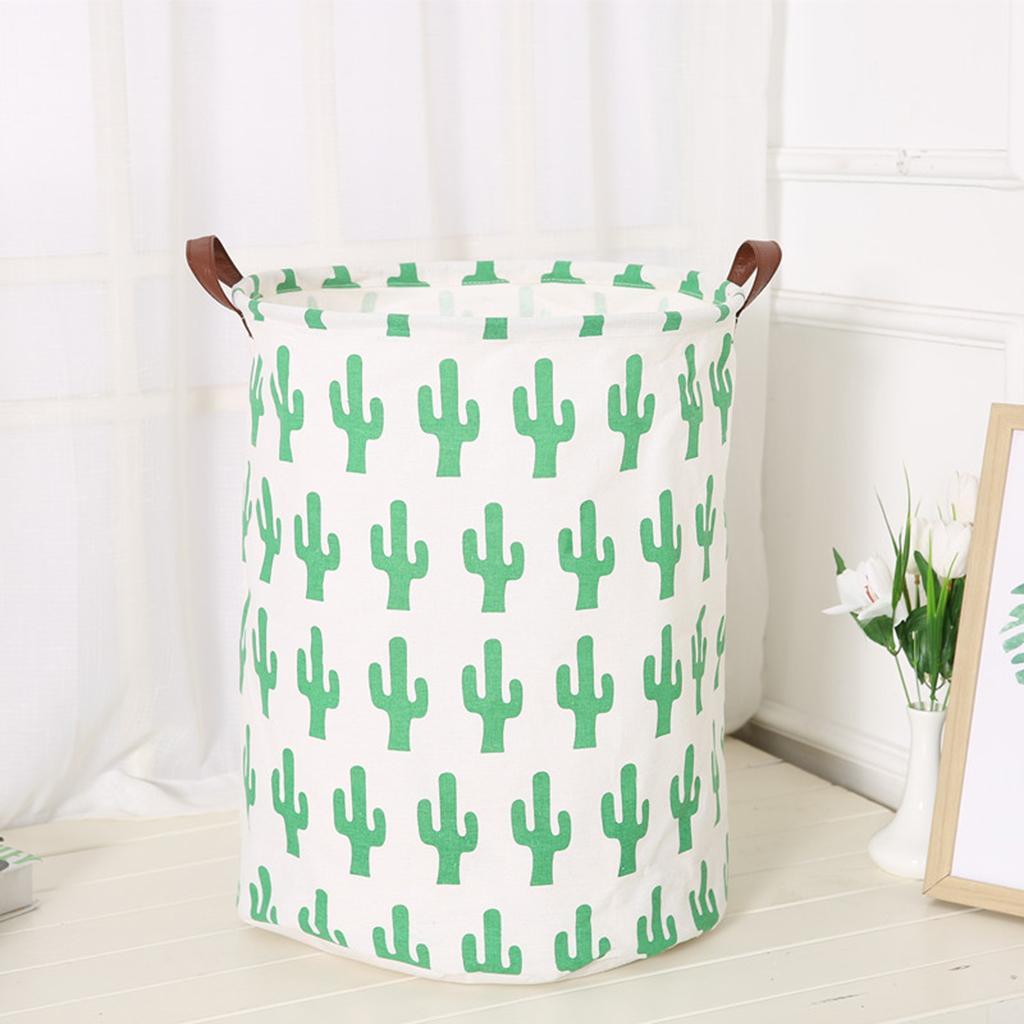 Kid Toys Clothes Storage Bin Basket Leather Handle Small House + Cactus