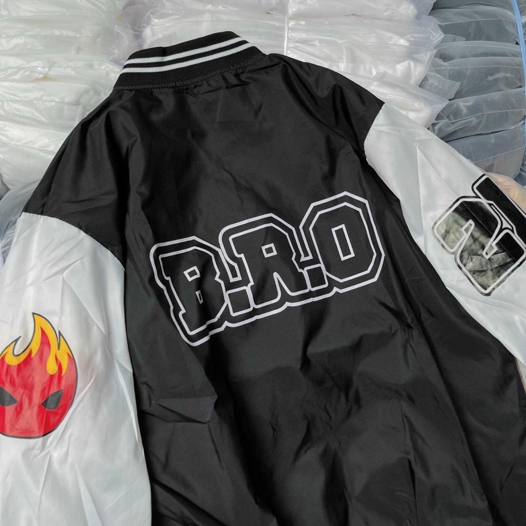 Áo Khoác Bomber Nam Nữ BRO 21 Chất Dù Mero 2 lớp Phối Nút Bấm Phong Cách Cool Ngầu Cực Chất