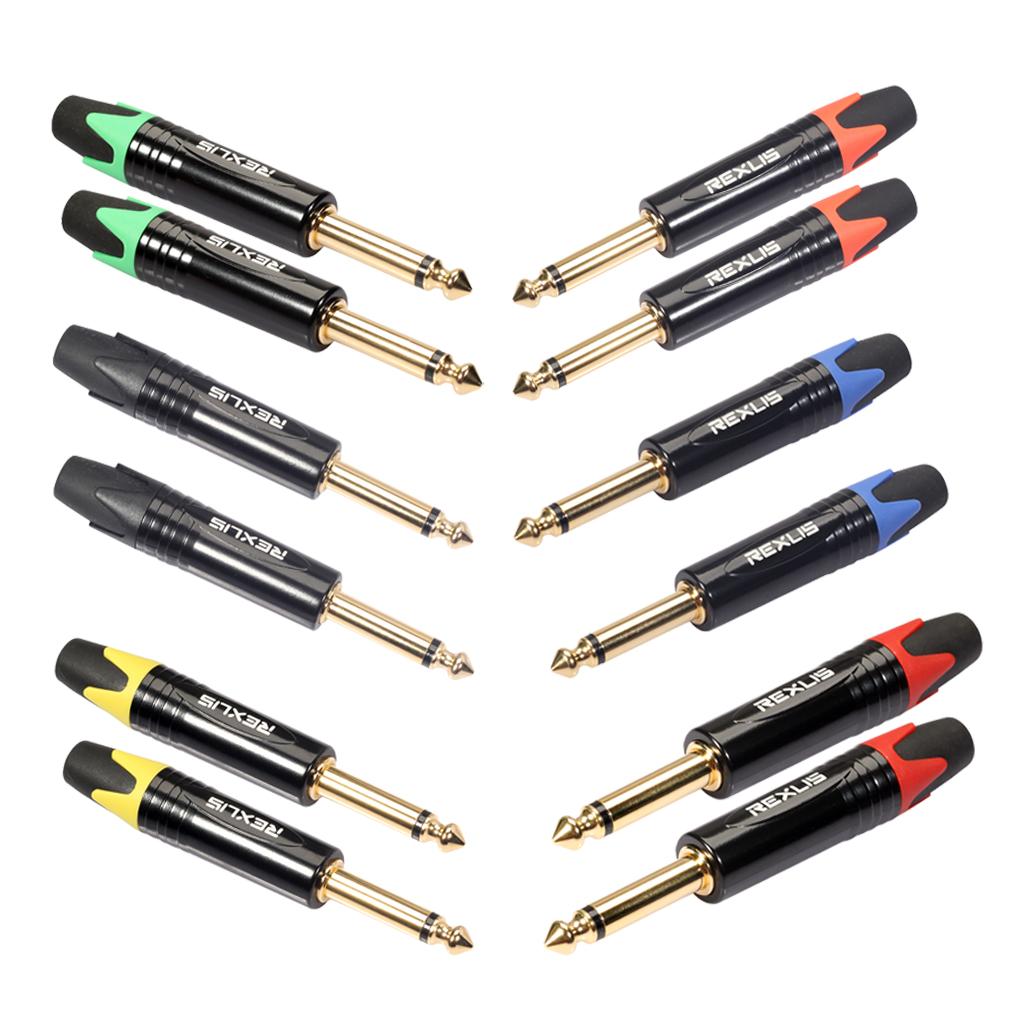 2 Pieces 6.35mm 1/4 inch Stereo Jack Plug For DIY Audio Soldering For Microphone Guitar