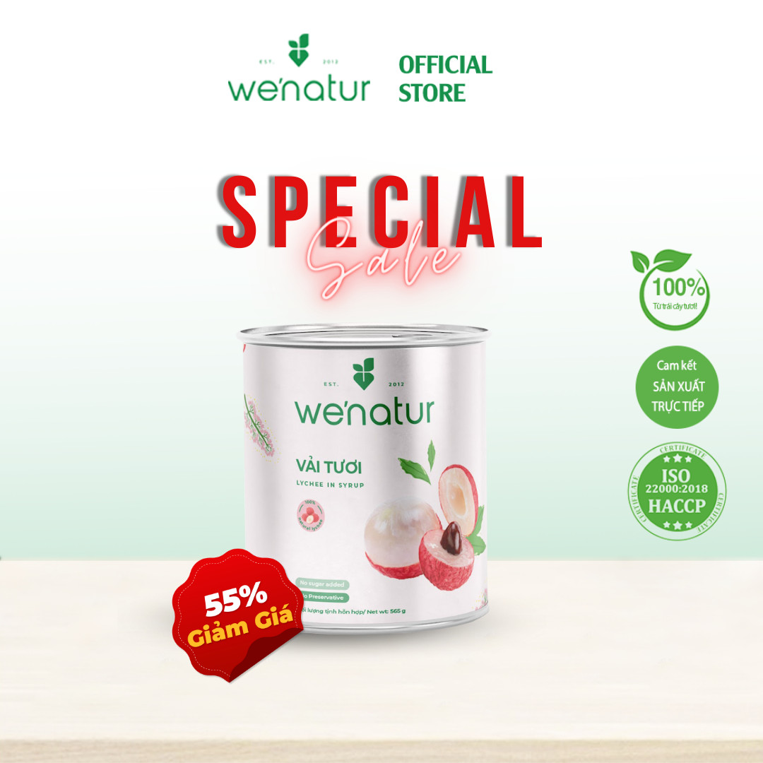 [SALE OFF 55%R] Vải Thiều Cơm Dày Đóng Lon we'natur 565g