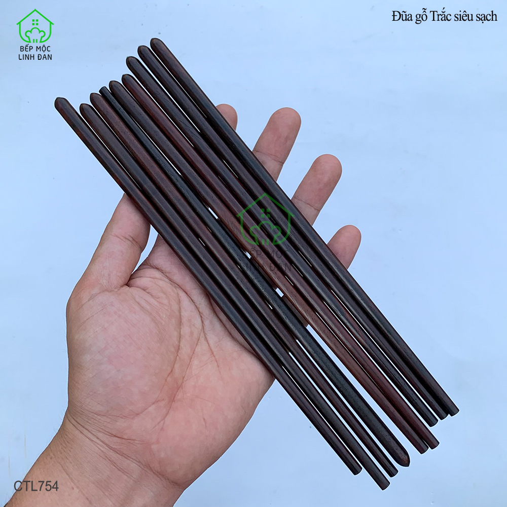 Đũa Ăn Cơm Gỗ Trắc Tự Nhiên Siêu Sạch HAHANCO Đầu Búp Cách Điệu