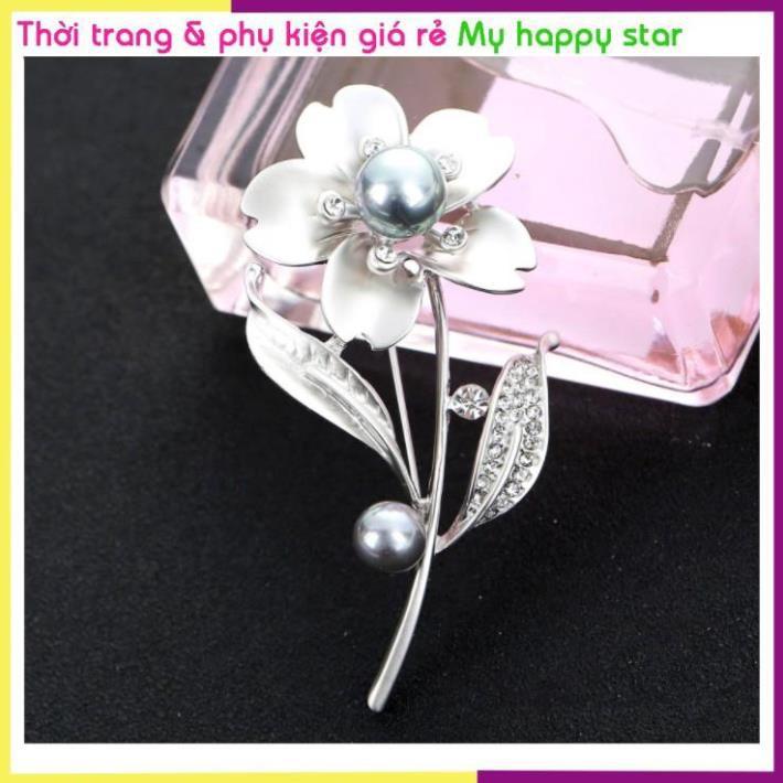 Trâm cài áo hình hoa 3D đính đá sang trọng GC176