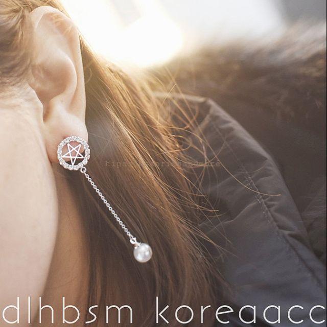Khuyên tròn đá sao xích ngọc trai