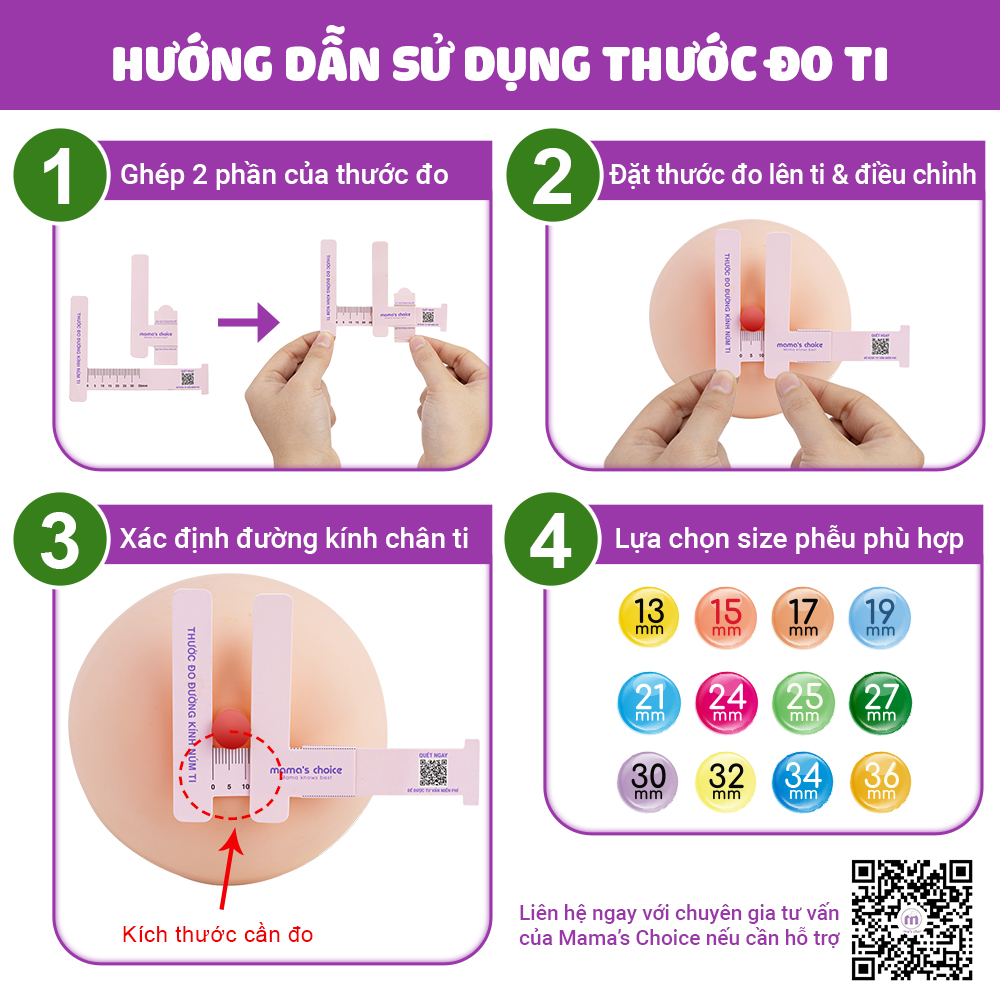 Hình ảnh Thước Đo Ti Mama’s Choice, Xác Định Đường Kính Núm Ti Mẹ, Giúp Mẹ Chọn Được Size Phễu Phù Hợp Khi Hút Sữa