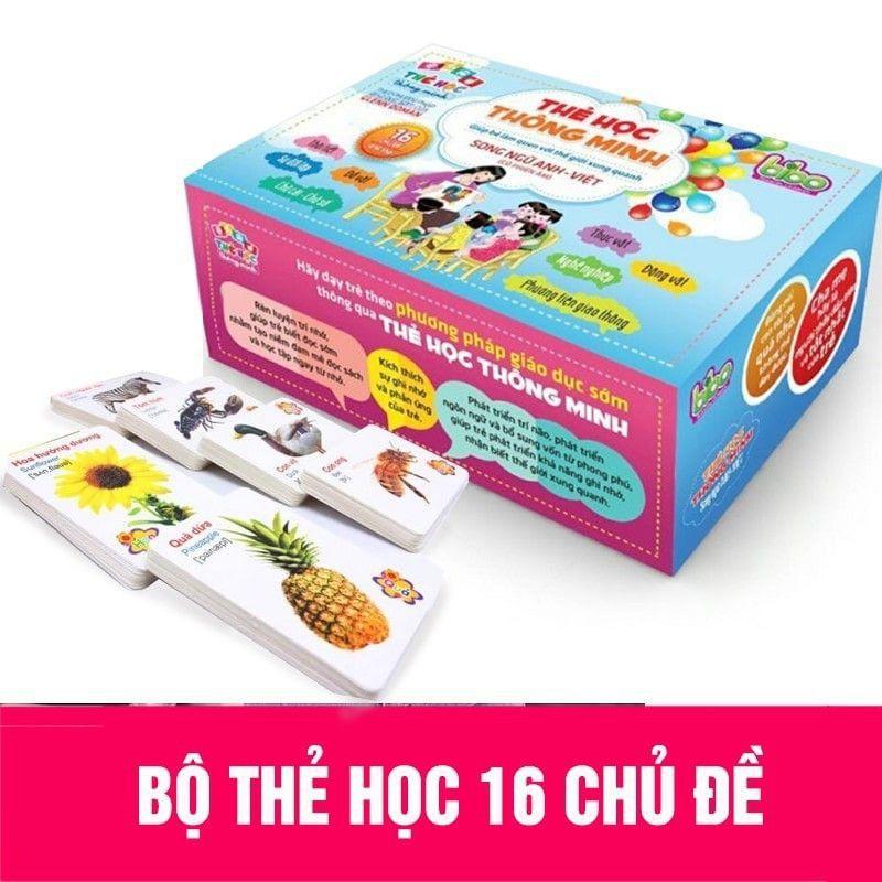 Bộ thẻ học thông minh 16 chủ đề - 416 thẻ cho bé song ngữ anh việt