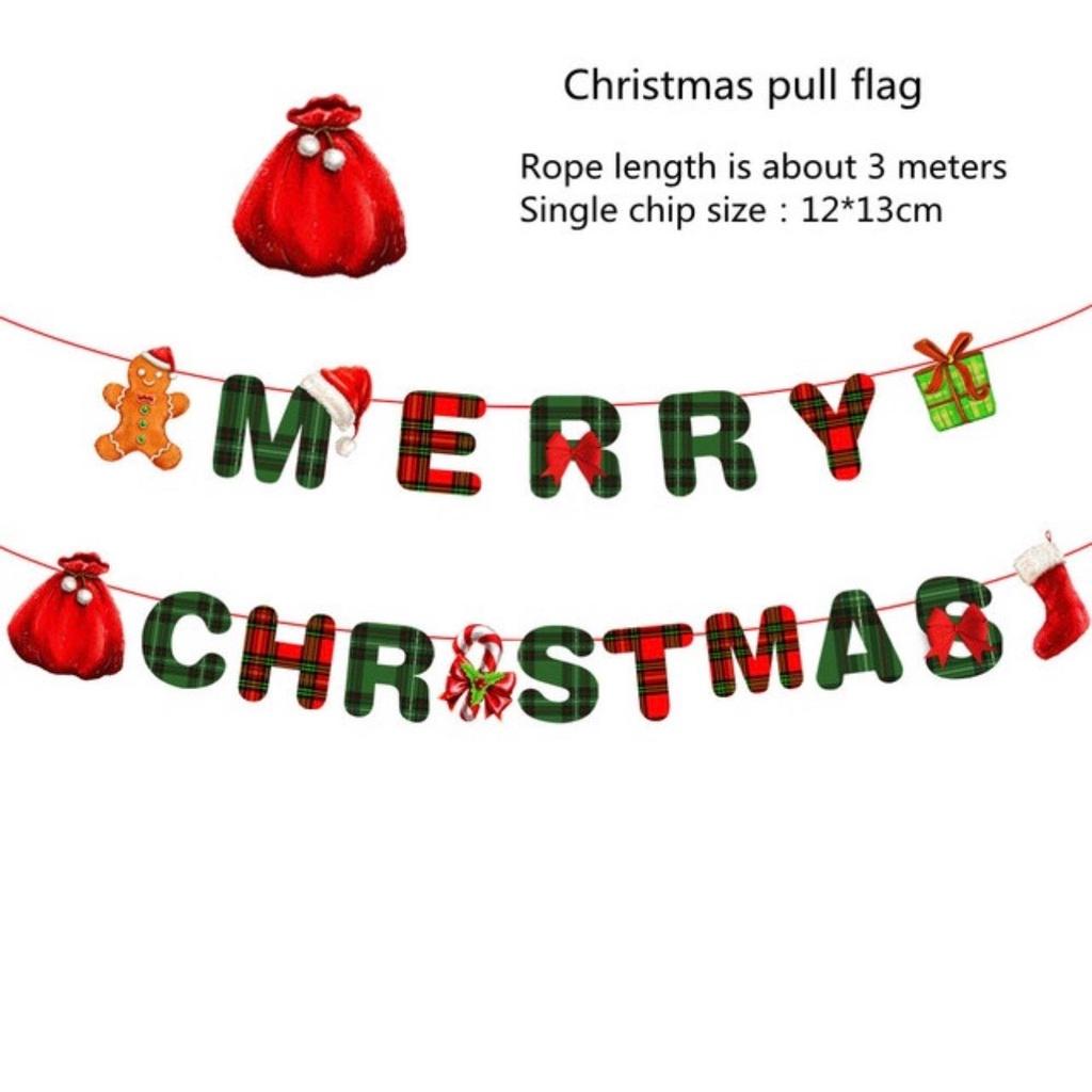 DÂY CỜ GIẤY TREO CHỮ MERRY CHRISTMAS PHỤ KIỆN TREO TRANG TRÍ NOEL NGÀY LỄ GIÁNG SINH
