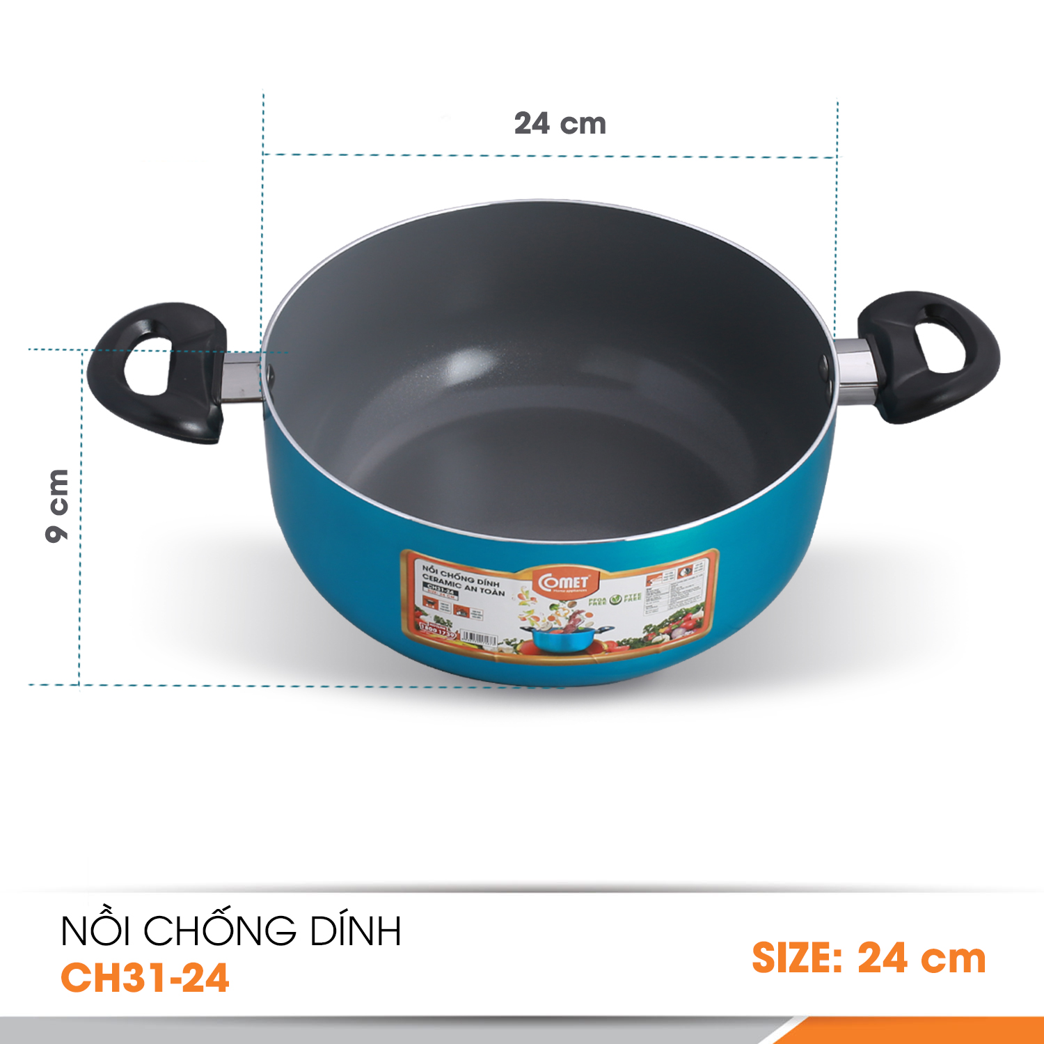 Nồi chống dính Ceramic an toàn Comet CH31-24