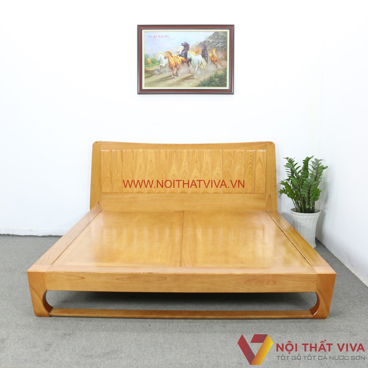 Giường Gỗ Gõ Đỏ Hiện Đại Chân Quỳ Kiểu Nhật Sang Trọng Đẳng Cấp