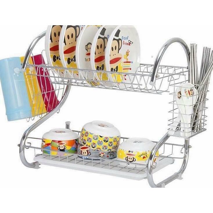 Kệ Úp Bát Đĩa 2 Tầng Inox Có Khay Hứng Nước Tiện Dụng- Gọn Gàng Nhà Bếp- Hàng Chính Hãng MINIIN