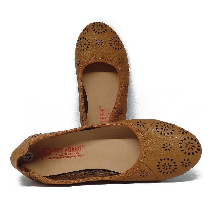 Giày nữ hoa văn Huy Hoàng da bò màu da, đen, nâu đất HT7950-51-52