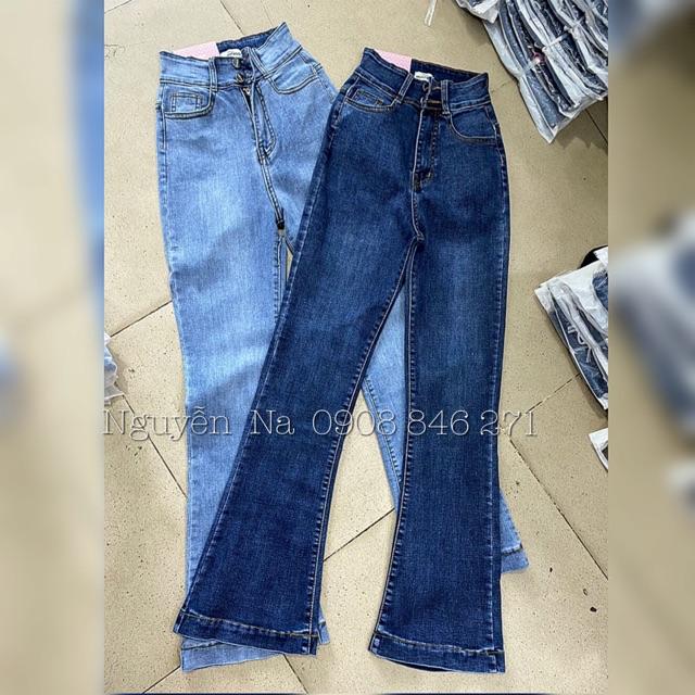 QUẦN JEANS LOE DÁNG DÀI LƯNG CAO 2 NÚT- ảnh thật shop chụp