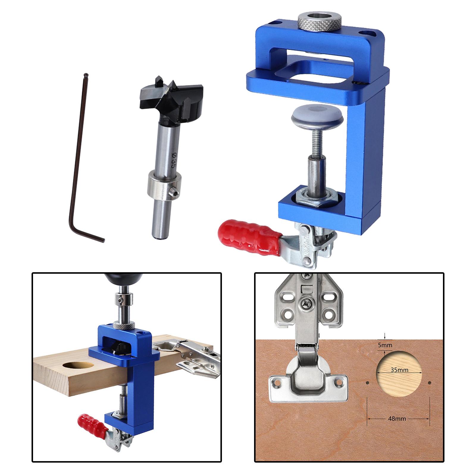 35mm Concealed Hinge Jig with Clamp Drill Bit Drilling Guide Hole Punch Locator Kit Woodworking Cabinet Door Installation Tools