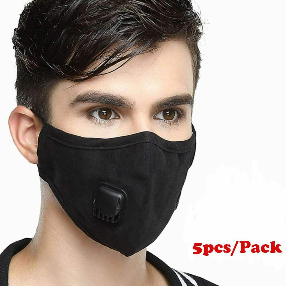 Reusable Washable Cloth Face Mask With Air Valve PM2.5 Carbon Filter Face Cover