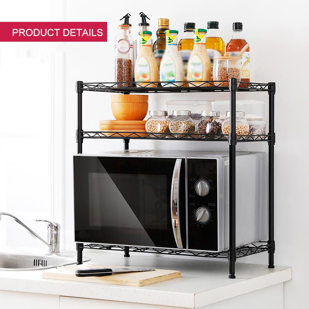 Kệ kim loại 3 tầng chất liệu thép carbon + sơn rắn nhiệt độ cao màu đen, bền và chống gỉ