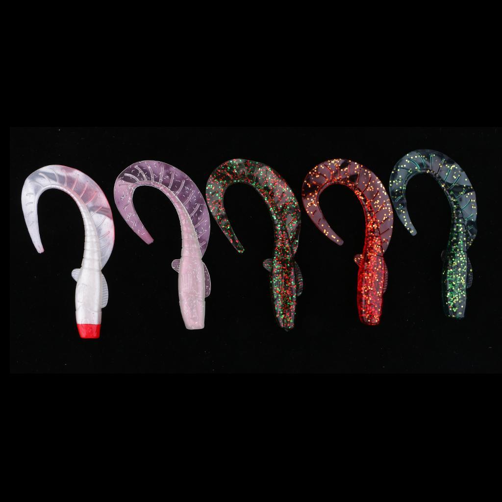5pcs Luminous Fishing Lure Artificial Soft Worm Fishing Bait Tackle with Vivid