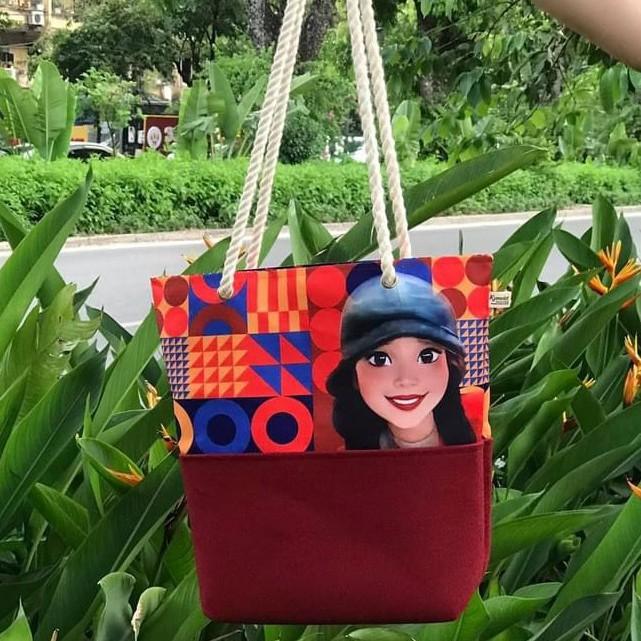 Túi Tote Vải Canvas In Hình Chân Dung Kymviet 100% Handmade, Thiết Kế Thời Trang, Đựng Đồ Đa Năng