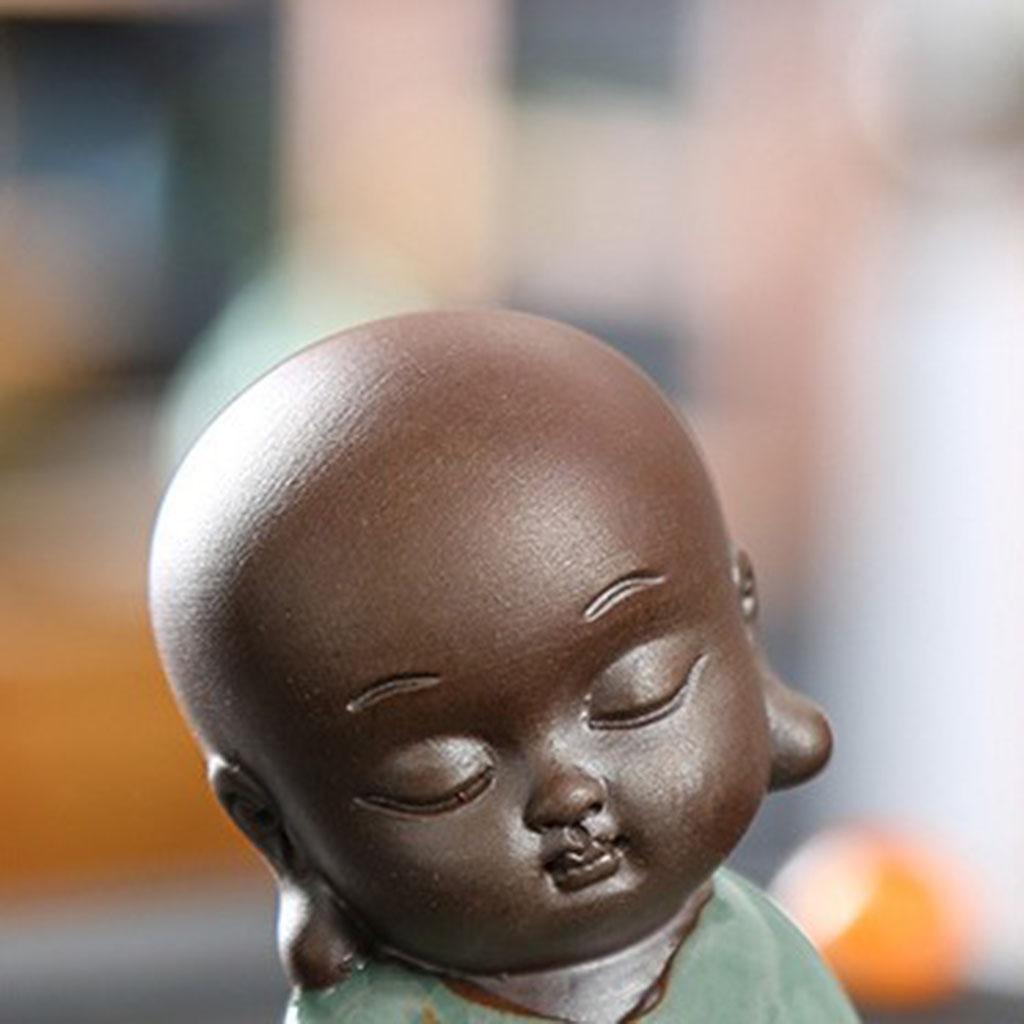 Baby Buddha Asian  Decor Statue Ceramic Kids Monk Figure Ornament A