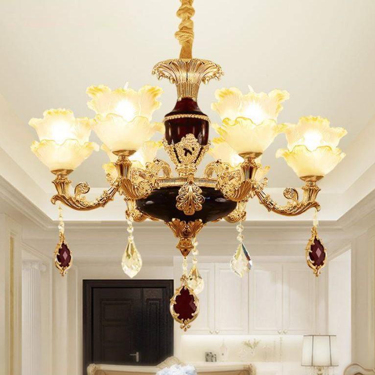 Đèn chùm trang trí nội thất IRELIA phong cách Châu Âu hiện đại loại 6, 8, 15 tay - Tặng kèm bóng LED cao cấp