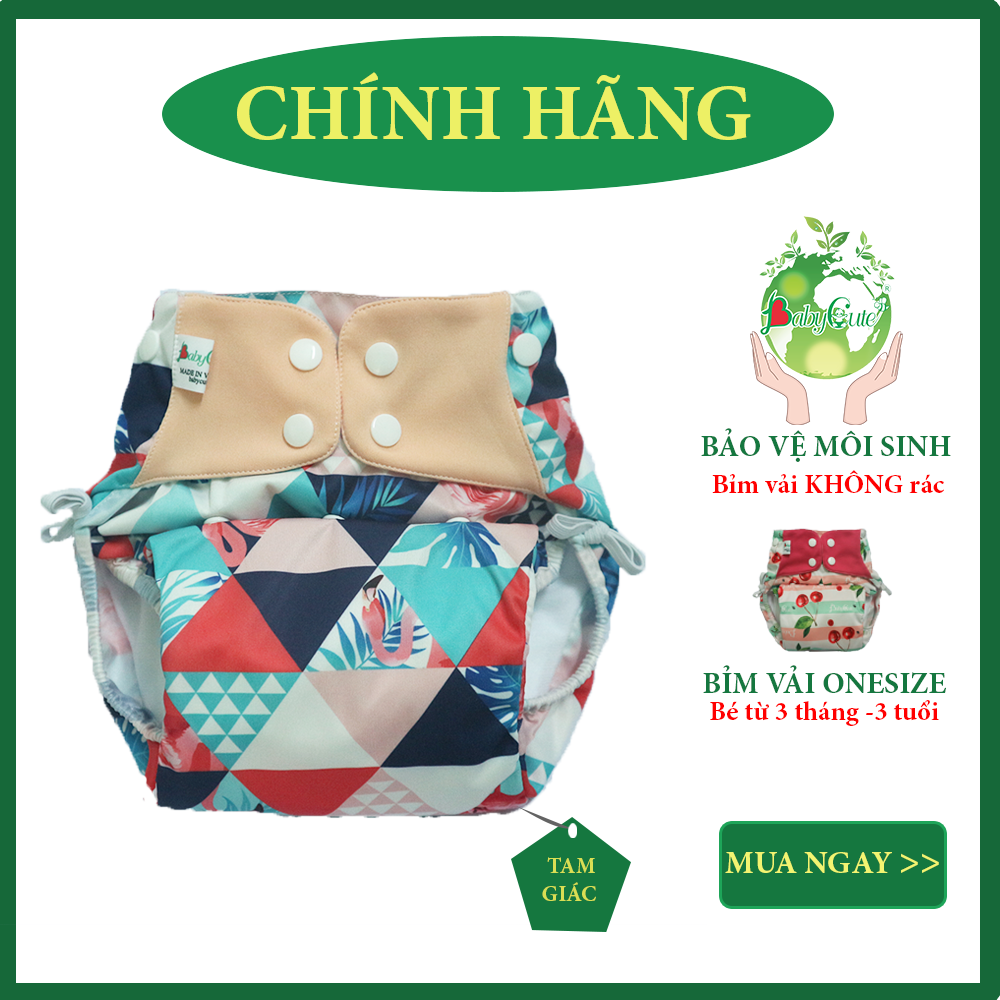 Tã vải BabyCute ban Đêm Siêu chống tràn - Mua 2 bộ tã size L (14-24kg) - Tặng 2 Khẩu trang vải 3D - Giao mẫu ngẫu nhiên