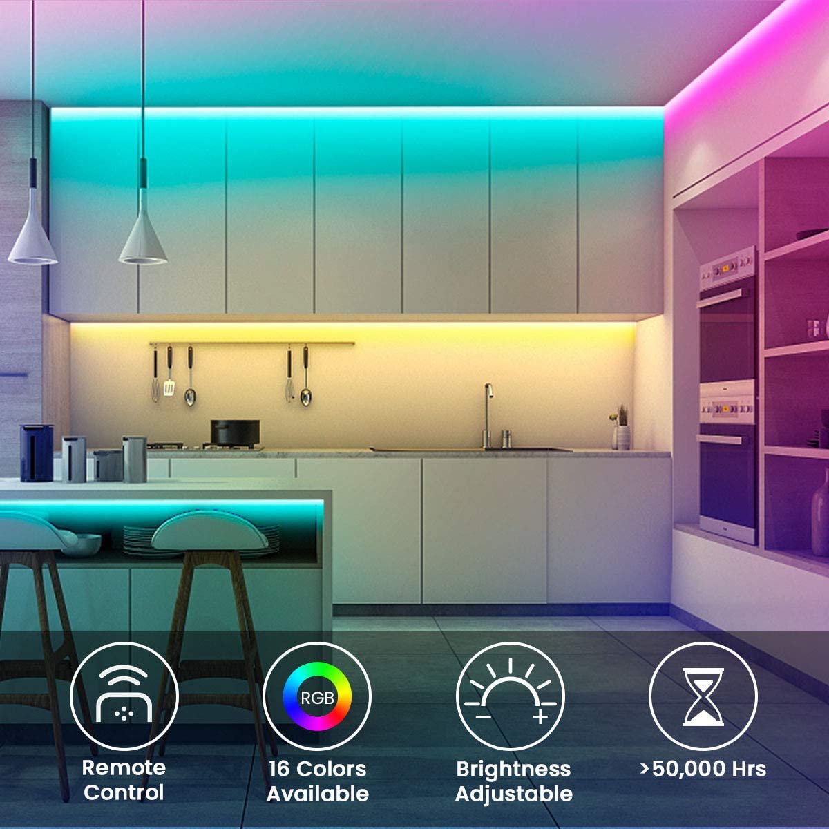 Bộ đèn Led dây dán RGB đổi màu điều khiển từ xa chọn màu đứng yên, nhấp nháy strip light trang trí quay Tiktok dán tường, bàn máy tính, chống nước bền đẹp