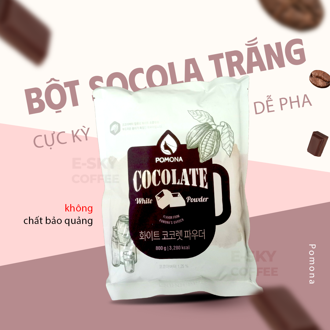 Bột Socola Trắng POMONA White Chocolate Powder Nguyên Liệu Pha Chế Cà Phê, Latte, Mocha, Trà Sữa, Sữa Lắc Hàn Quốc 800g