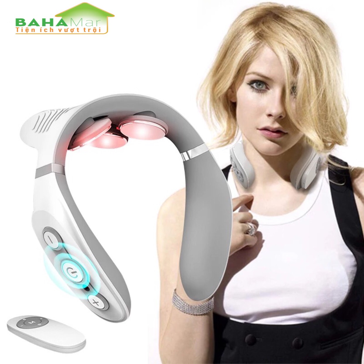 MÁY MATXA CỔ HỒNG NGOẠI NÓNG HỖ TRỢ ĐAU VAI CỔ GÁY, CỘT SỐNG VÀ THÔNG KINH LẠC TOÀN THÂN "BAHAMAR" làm giảm đau Vai - Cổ - Gáy,, sủ dụng lưu thông khí huyết toàn thân