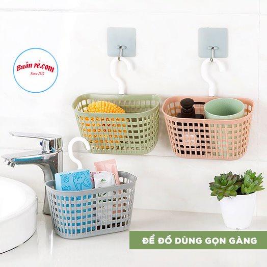Rổ treo bồn rửa chén, nhà tắm có móc Việt Nhật - Rổ nhựa có móc treo đồ đa năng tiện ích _ Br01441