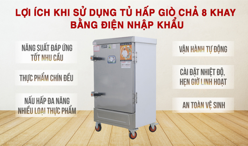 Tủ Hấp Giò Chả,Thực Phẩm 40 Kg/Mẻ Dùng Điện 8Khay Nhập Khẩu NEWSUN, Năng Suất Cao - Hàng Chính Hãng