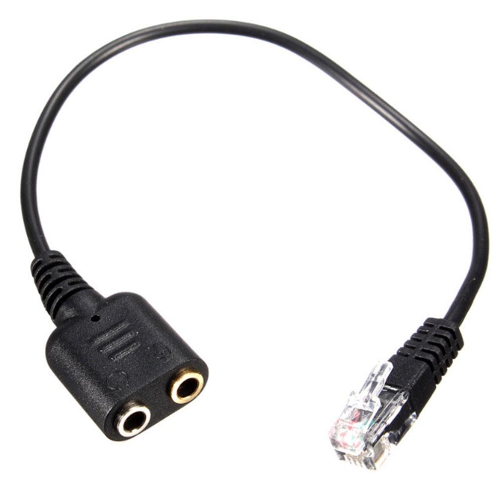 【ky】3.5mm to RJ9 Jack Adapter PC Headset Audio Cable Converter Telephone Using