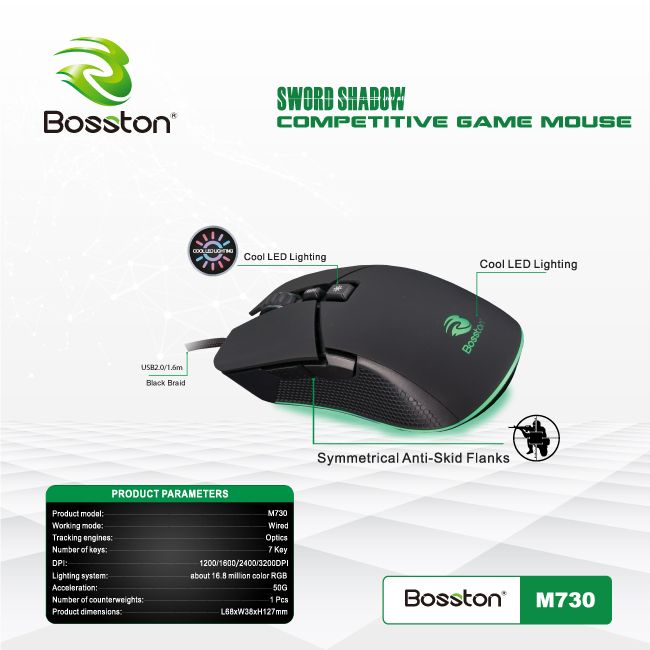 Chuột Bosston M730 LED Gaming - màu ngẫu nhiên - hàng nhập khẩu