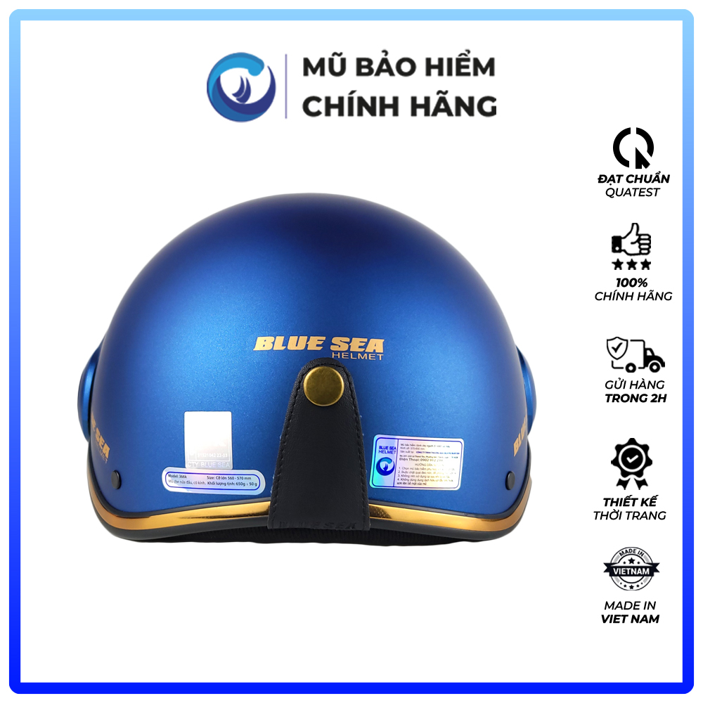 Mũ bảo hiểm 1/2 đầu, nửa đầu - Có Kính BLUESEA A366K - Đủ màu, Thời trang - Freezise - Chính hãng