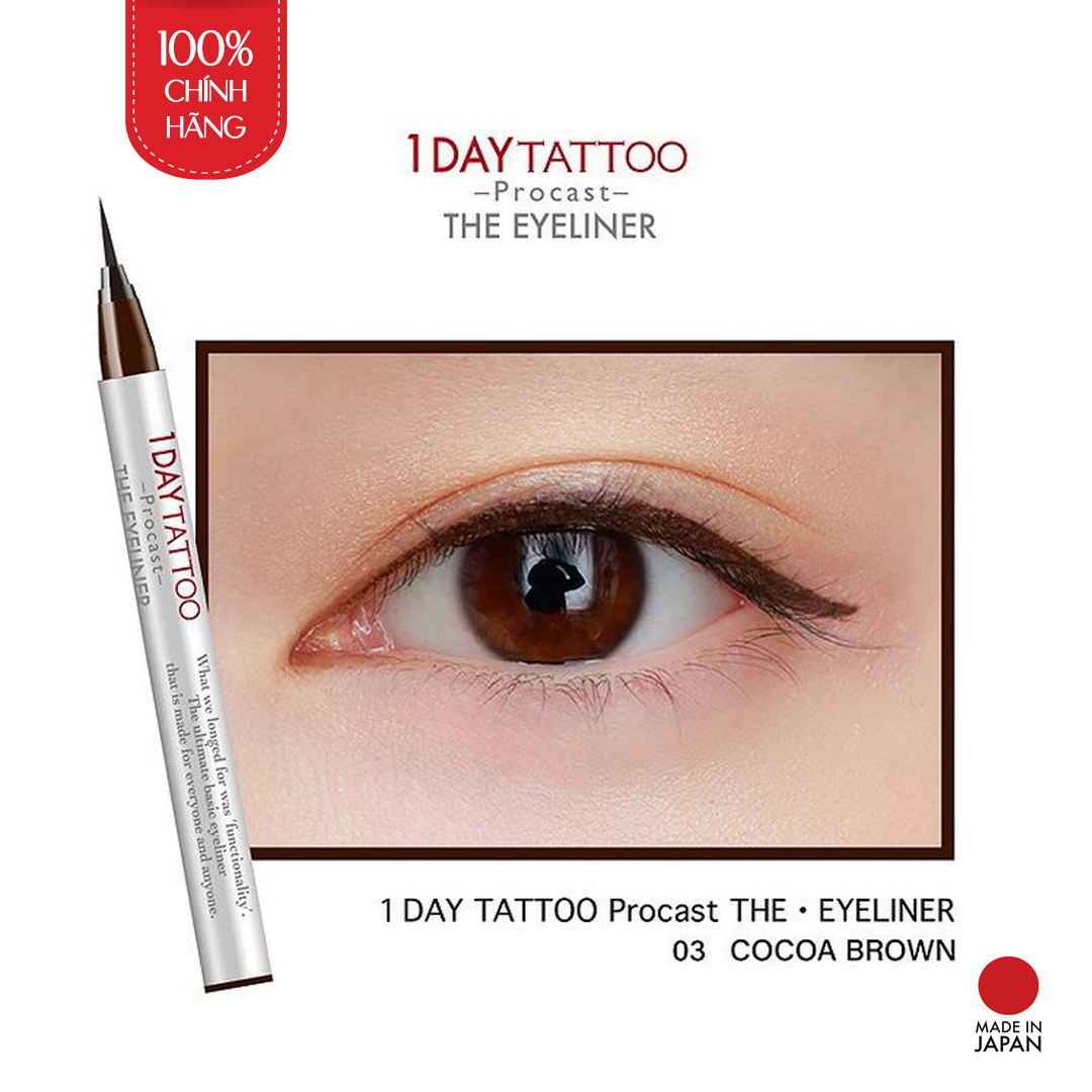 Bút Kẻ Viền Mắt Nhật Bản K-Palette 1DAY TATTOO Procast THE EYELINER, Bền Màu, Chống Nước, Chống Lem, Lâu Trôi, Bền Màu 24h