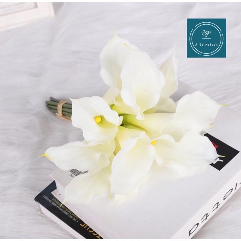 Bó hoa Calla Lily 12 cành hoa loại 1 bằng PU mềm mại sang trọng, hoa lụa cao cấp, hoa cưới, hoa cô dâu